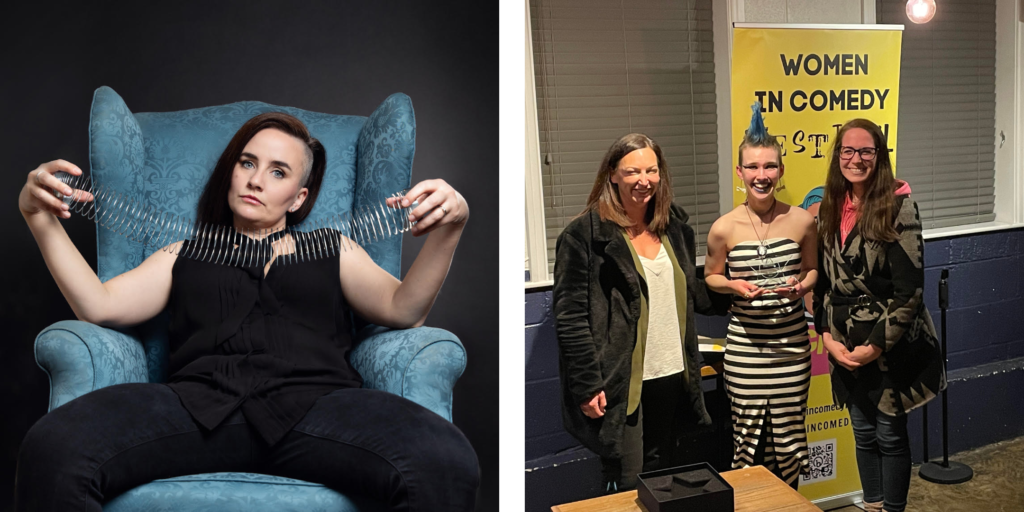 Laura Lexx and Ariel Hebditch winners of Women in Comedy Festival Awards